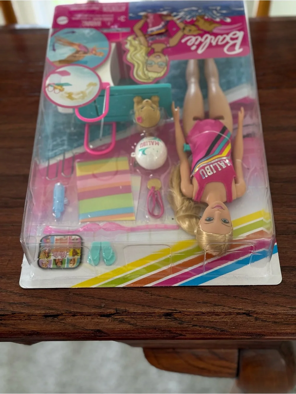 Barbie Malibu Swim Doll Playset Puppy Pool Float Accessories NWT